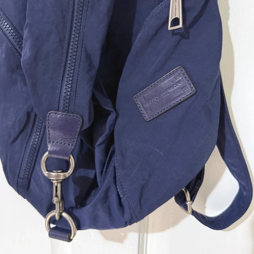 Rebecca Minkoff Julian Navy Blue Nylon Backpack Silver Hardware Medium Bag